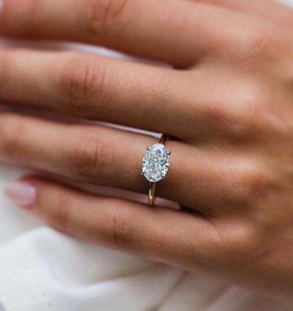 White Oval Engagement Ring