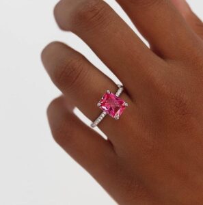 Pink Radiant Solitaire Ring