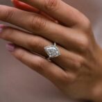 White Pear Halo Ring