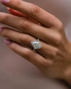 White Pear Halo Ring