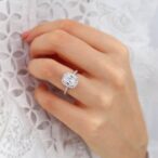 White Cushion Engagement Ring