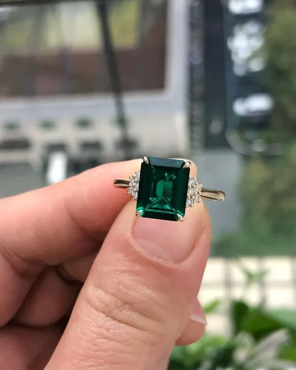 Emerald Solitaire Engagement Ring