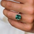 Green Emerald Three Stone Ring