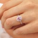 Pink Oval Halo Ring
