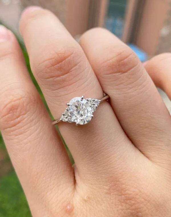 White Oval Solitaire Ring