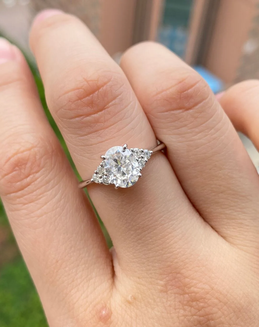 White Oval Solitaire Ring