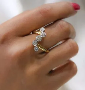 White Round Bezel Ring