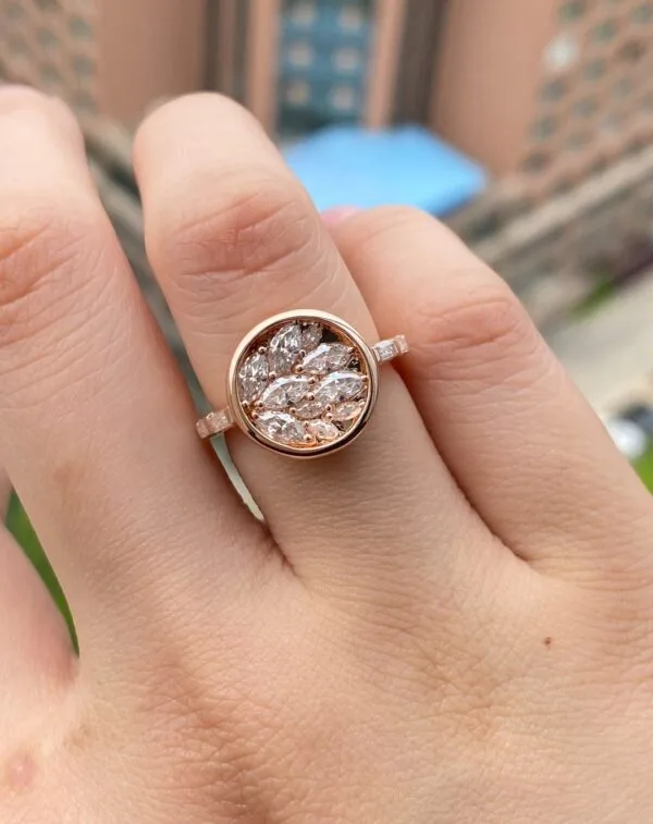 Marquise cluster birthday ring