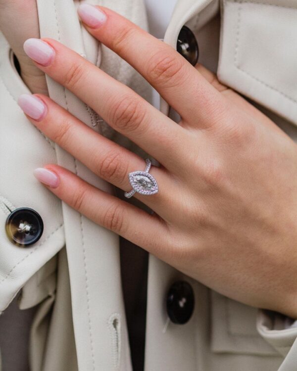 Beautiful 2.88Ct White Marquise Cut Halo Proposal Ring | Best Gift For Her - Image 6