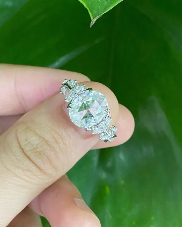 White Oval Solitaire Ring