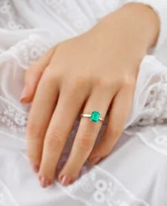 Green Emerald Solitaire Ring