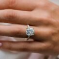 White Cushion Solitaire Ring