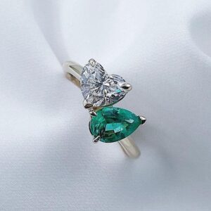 Heart & Pear Two-Stone Anniversary Ring
