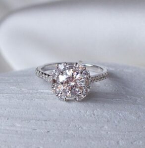 White Round Halo Ring