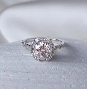 White Round Halo Ring