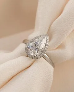 Pear Halo Anniversary Ring