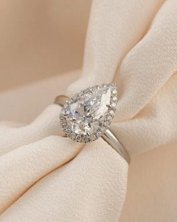 Pear Halo Anniversary Ring
