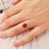Red Cushion Solitaire Ring