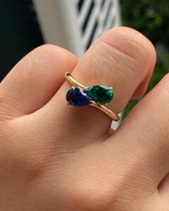 Pear two-stone ring
