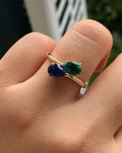 Pear two-stone ring