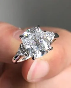 Cushion Three Stone Ring