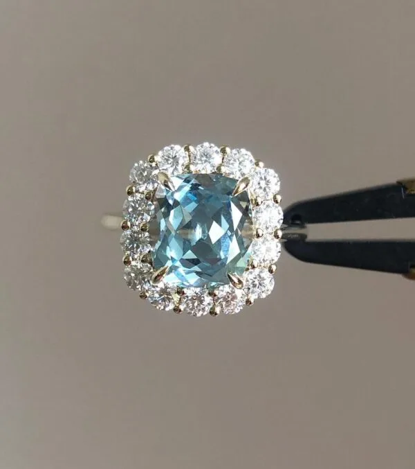 Cushion Halo Engagement Ring