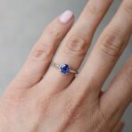 Blue Round Halo Ring