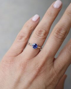 Blue Round Halo Ring