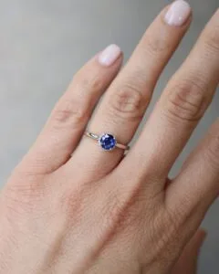 Blue Round Halo Ring