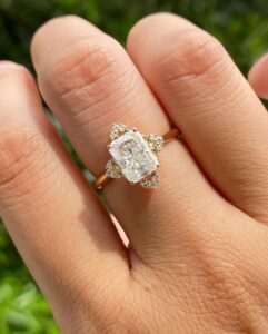 Radiant solitaire anniversary ring