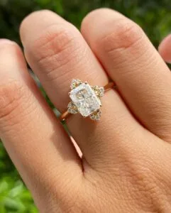 Radiant solitaire anniversary ring