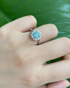 Round halo anniversary ring