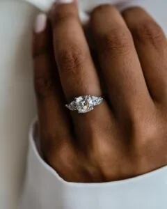 white cushion solitaire ring