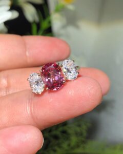 Oval cut three-stone ring