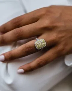 Yellow Radiant wedding ring