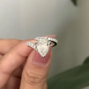 Pear Solitaire Anniversary Ring
