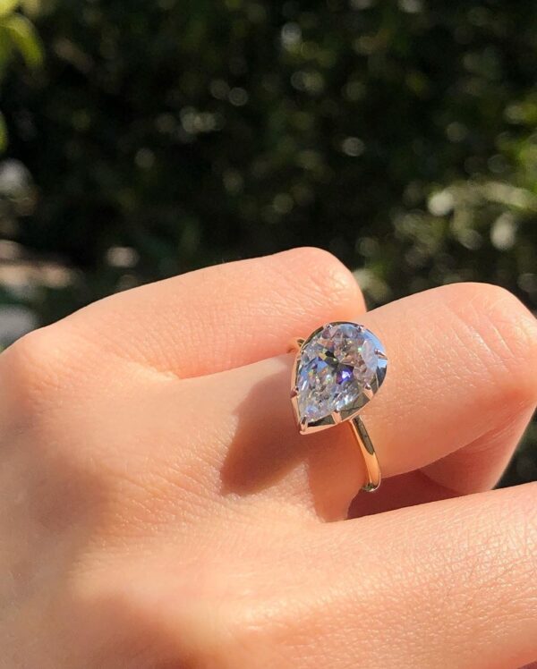 Pear Bezel Birthday Ring