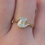 White Cushion Bezel Ring