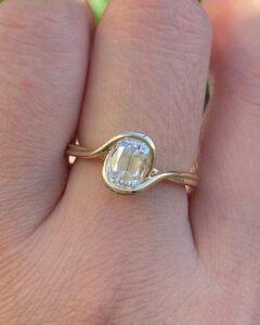 White Cushion Bezel Ring