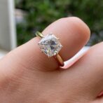 White Cushion Solitaire Ring