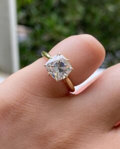 White Cushion Solitaire Ring