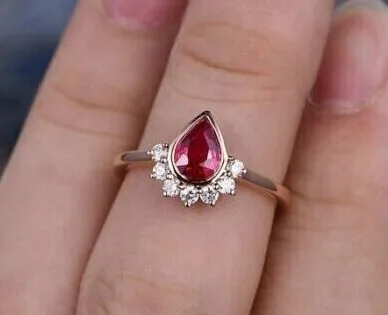 Pear Bezel Anniversary Ring
