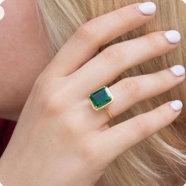 Emerald Bezel Birthday Ring