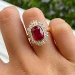 Red Cushion Wedding Ring