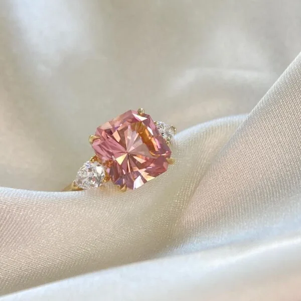 Cushion Three Stone Ring