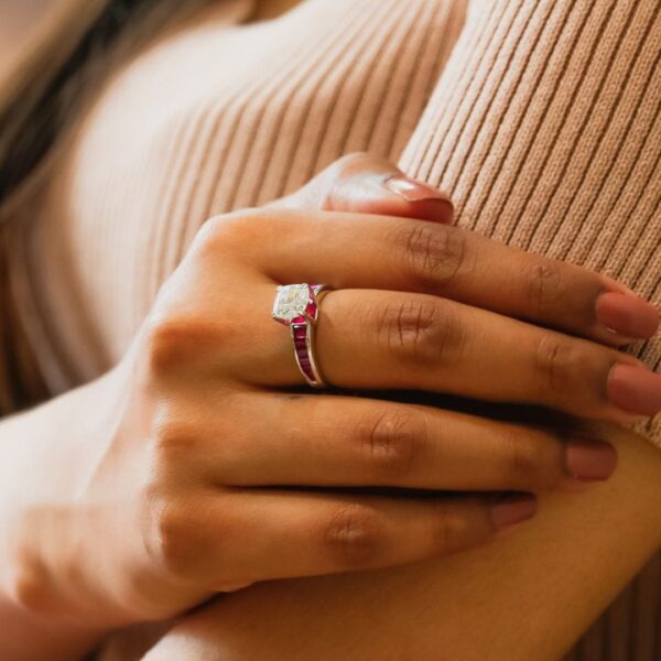 Dainty 2.4Ct White Cushion Cut Solitaire Best Wedding Ring For Bridal | Forever One Ring For Her - Image 2