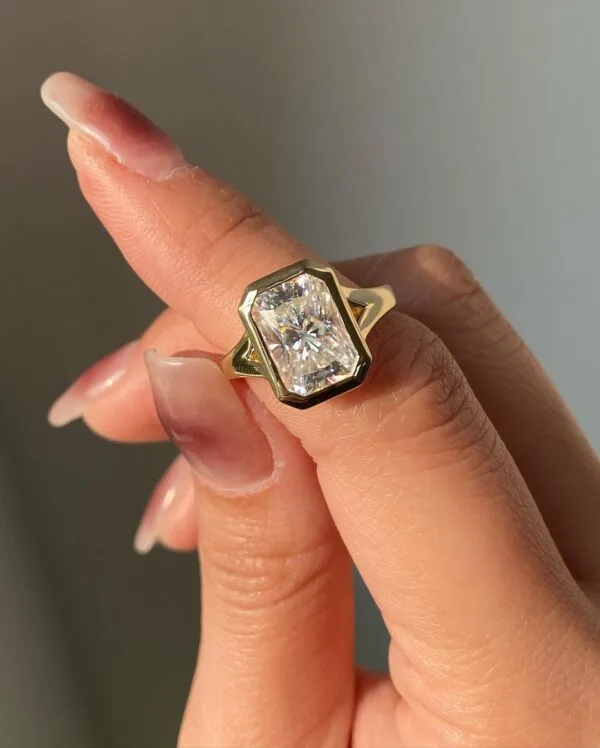 White Radiant Bezel Ring