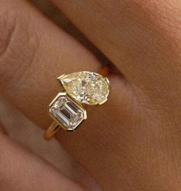 Emerald and Pear Ring