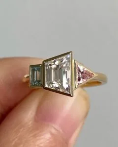 White Trapezoid Bezel Ring
