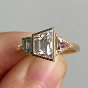 White Trapezoid Bezel Ring